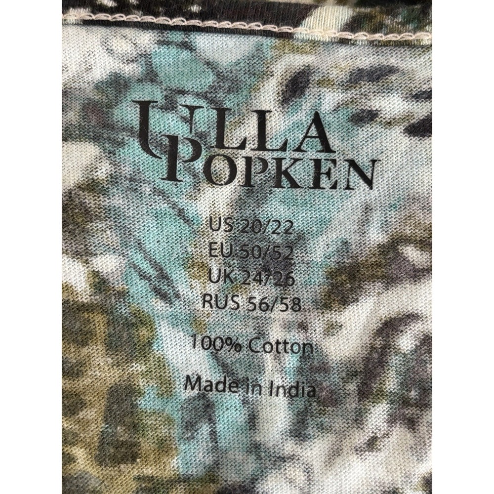 Ulla Popken 20 22 Plus Size Floral Green Blue Boho Cotton Pockets - Picture 4 of 9